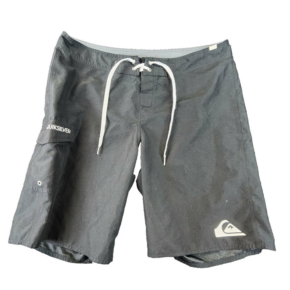 Quiksilver Board Shorts Black Mens 36 Cargo Pocket Surf‎ Swim Trunks